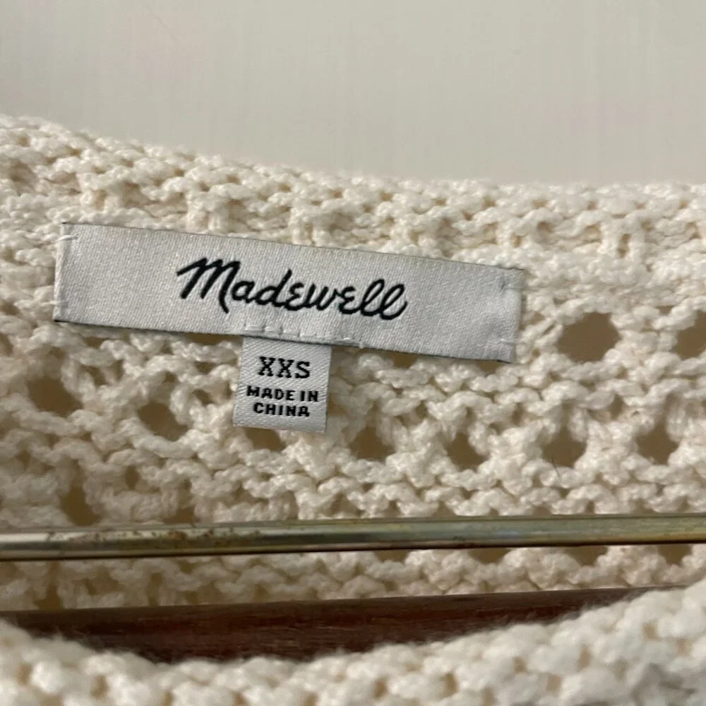 Madewell Pullover Sweater Open Stitch Austen in Cream Cotton Blend size XXS - Picture 8 of 8